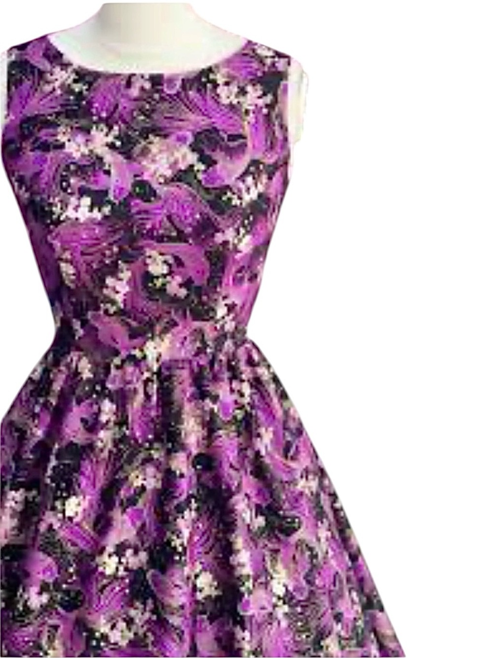 Retrolicious Koi Carp Purple Fit-and-Flare Dress